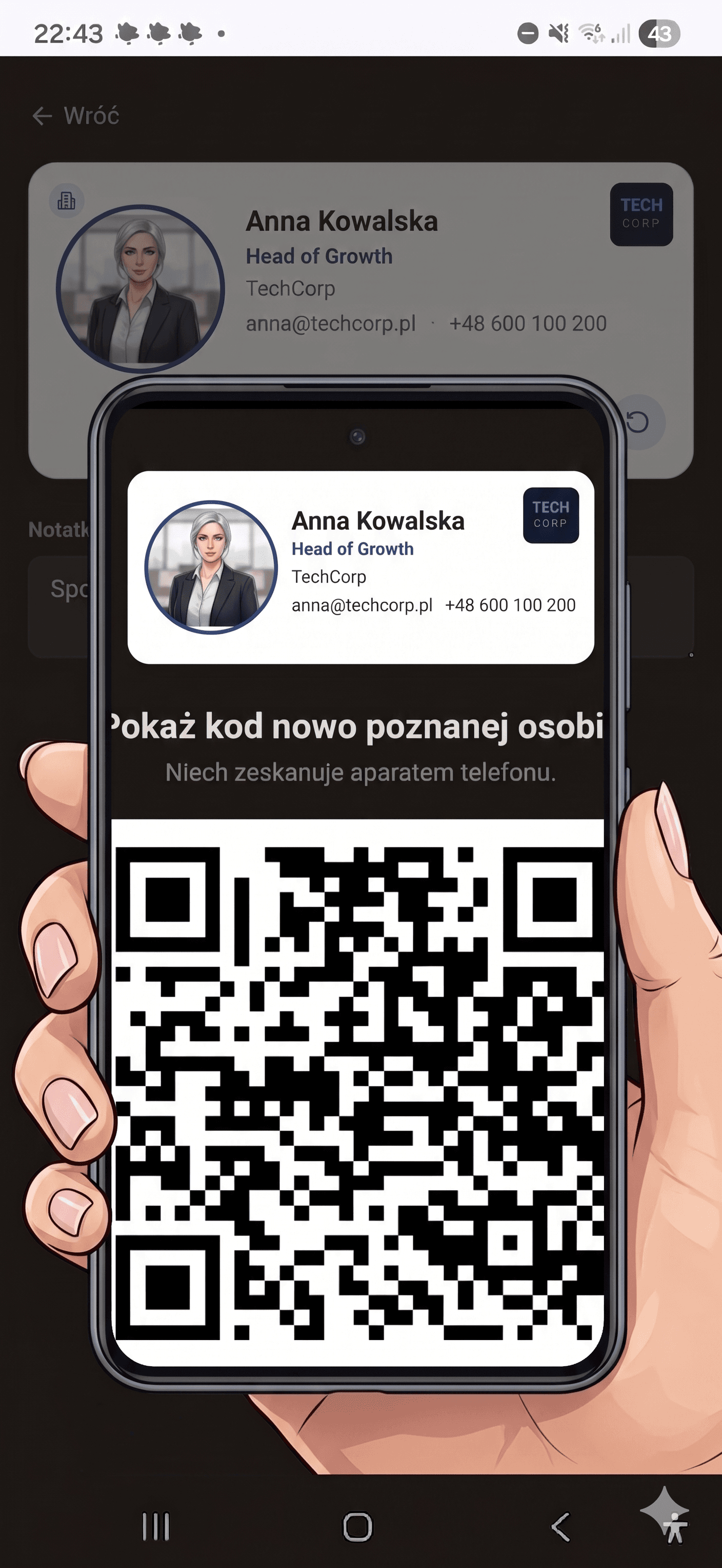 Phone z QR i notatka